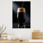 Elegant donker bier in tulpenglas poster (Keuken)
