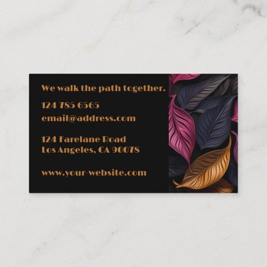 Elegant donker blad ontwerp visitekaartje (Achterkant)