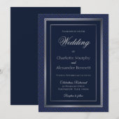Elegant Donker Blauw Zilveren Rand Weduwen Kaart (Voorkant / Achterkant)