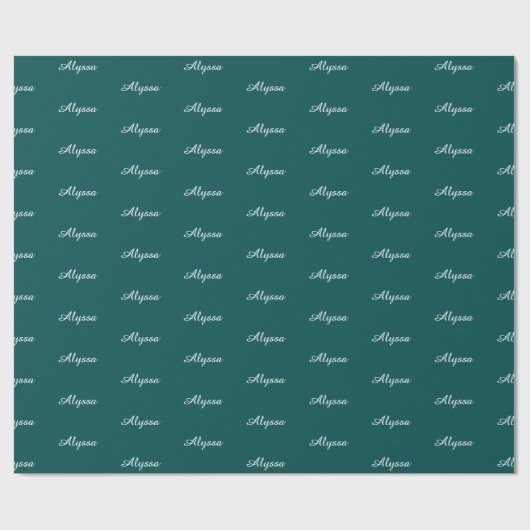 Elegant Donker Blauwgroen aangepaste scriptnaam te Cadeaupapier (Vlak)