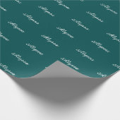 Elegant Donker Blauwgroen aangepaste scriptnaam te Cadeaupapier (Hoek)
