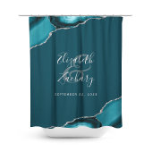 Elegant Donker Blauwgroen Agaat Zilver Pas getrouw Douchegordijn