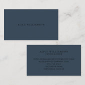 Elegant donker Blauwgroen blauw minimalistisch kla Visitekaartje (Voorkant / Achterkant)