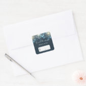 Elegant Donker Blauwgroen Bokeh Sparkle Boutique P Vierkante Sticker (Envelop)