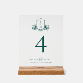 Elegant Donker Blauwgroen Botanisch Monogram Crest Acryl Bord