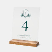 Elegant Donker Blauwgroen Botanisch Monogram Crest Acryl Bord (Hoek)