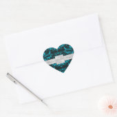 Elegant Donker Blauwgroen Damask Hart Bruiloft Sti Hart Sticker (Envelop)