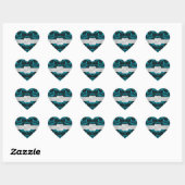 Elegant Donker Blauwgroen Damask Hart Bruiloft Sti Sticker (Vel)