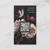 Elegant donker bloemboeket | Verticale QR code Visitekaartje (Voorkant)