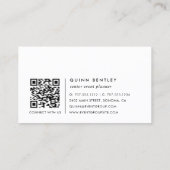 Elegant Donker Bloemen op Zwart | QR-code Visitekaartje (Achterkant)