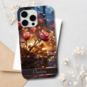 Elegant Donker Bloemen Rood Roze Rozen Aangepaste  Case-Mate iPhone Case