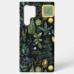 Elegant Donker Bloemmotief – Gepersonaliseerde Bo Samsung Galaxy Hoesje