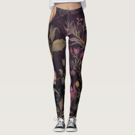 Elegant donker bloempatroon leggings
