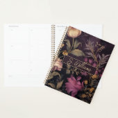 Elegant donker bloempatroon met naam planner (Display)
