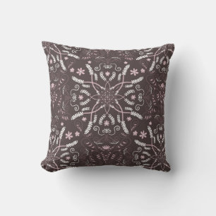 Elegant donker botanisch mandala patroon kussen