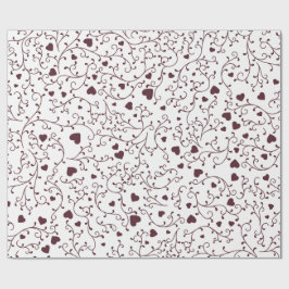Elegant donker burgundy hart wingerd filigraan pat cadeaupapier