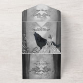 Elegant donker design all in one uitnodiging (Buitenkant)