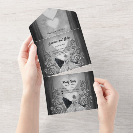 Elegant donker design all in one uitnodiging