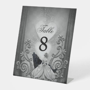 Elegant donker design reclamebord met voetstuk