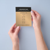 Elegant Donker Faux Gold Black Beauty Salon Flyer (Hand)