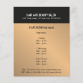 Elegant Donker Faux Gold Black Beauty Salon Flyer (Voorkant)