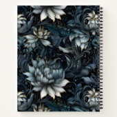 Elegant Donker Gotisch Bloempatroon Monogram Notitieboek (Achterkant)