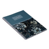 Elegant Donker Gotisch Bloempatroon Monogram Notitieboek (Rechterzijde)