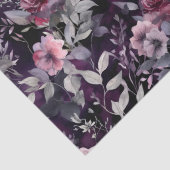 Elegant Donker Gotisch Paarse & Roze Rozen Decoupa Tissuepapier (Detail)