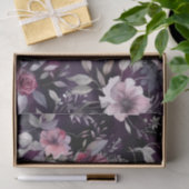 Elegant Donker Gotisch Paarse & Roze Rozen Decoupa Tissuepapier (Geschenk)