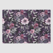 Elegant Donker Gotisch Paarse & Roze Rozen Decoupa Tissuepapier (Voorkant)