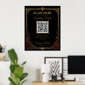 Elegant Donker Gotisch Trouw QR Code Bord Poster (Thuiskantoor)