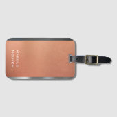 Elegant Donker Grijs & Koper Geborsteld Metaal Roe Bagagelabel (Voorkant (horizontaal))