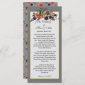 Elegant Donker Herfst Bloemen Grijs Menu (Voorkant / Achterkant)