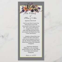 Elegant Donker Herfst Bloemen Grijs Menu