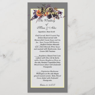 Elegant Donker Herfst Bloemen Grijs Menu