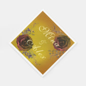 Elegant Donker Herfst Roos Monogram Goud Papier Se Servet (Hoek)