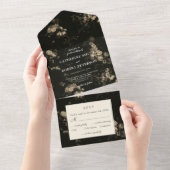 Elegant  donker humeurig bloemenbruiloft all in one uitnodiging (Afscheurbaar)