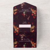 Elegant  donker humeurig bloemenbruiloft all in one uitnodiging (Buitenkant)