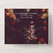 Elegant  donker humeurig bloemenbruiloft all in one uitnodiging (Achterkant)