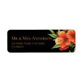 Elegant donker humeurig Sinaasappel bloemenbruilof Etiket (Voorkant)