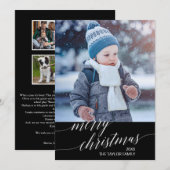 Elegant donker kalligrafie jaar in Review foto Feestdagenkaart (Voorkant / Achterkant)