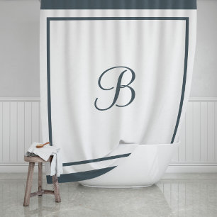 Elegant donker leisteen rand schrift monogram douchegordijn