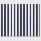 Elegant donker marineblauw en wit gestreept patroo cadeaupapier (Vlak)