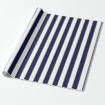 Elegant donker marineblauw en wit gestreept patroo cadeaupapier<br><div class="desc">Eenvoudig marineblauw streepjesinpakpapier - ideaal voor bruiloften,  vrijgezellenfeesten en verjaardagen.</div>