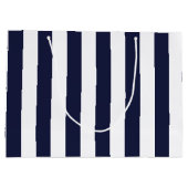 Elegant donker marineblauw en wit gestreept patroo groot cadeauzakje (Achterkant)