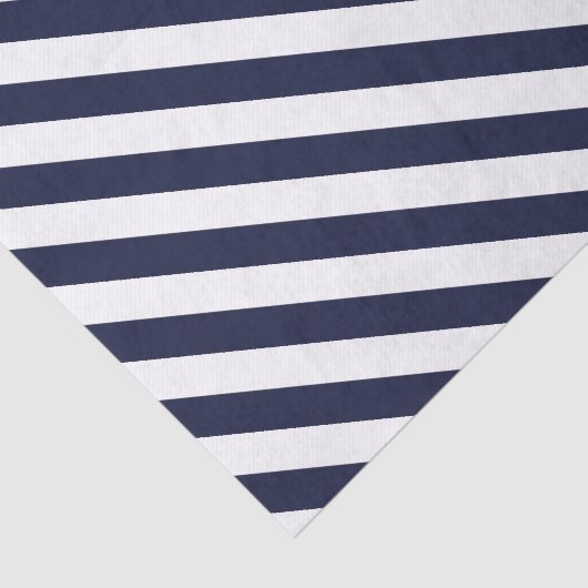 Elegant donker marineblauw en wit gestreept patroo tissuepapier (Detail)