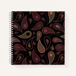 Elegant Donker Modern Paisley Patroon Notitieboek