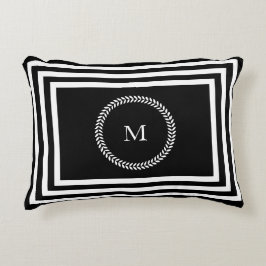 Elegant Donker Monogram Zwart-Wit Accent Kussen