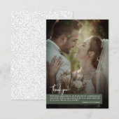 Elegant Donker Mos Groen Foto Banner Bruiloft Bedankkaart (Voorkant / Achterkant)