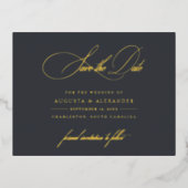 Elegant Donker Navy Grey Save the Date Folie Feestdagen Briefkaart (Voorkant)